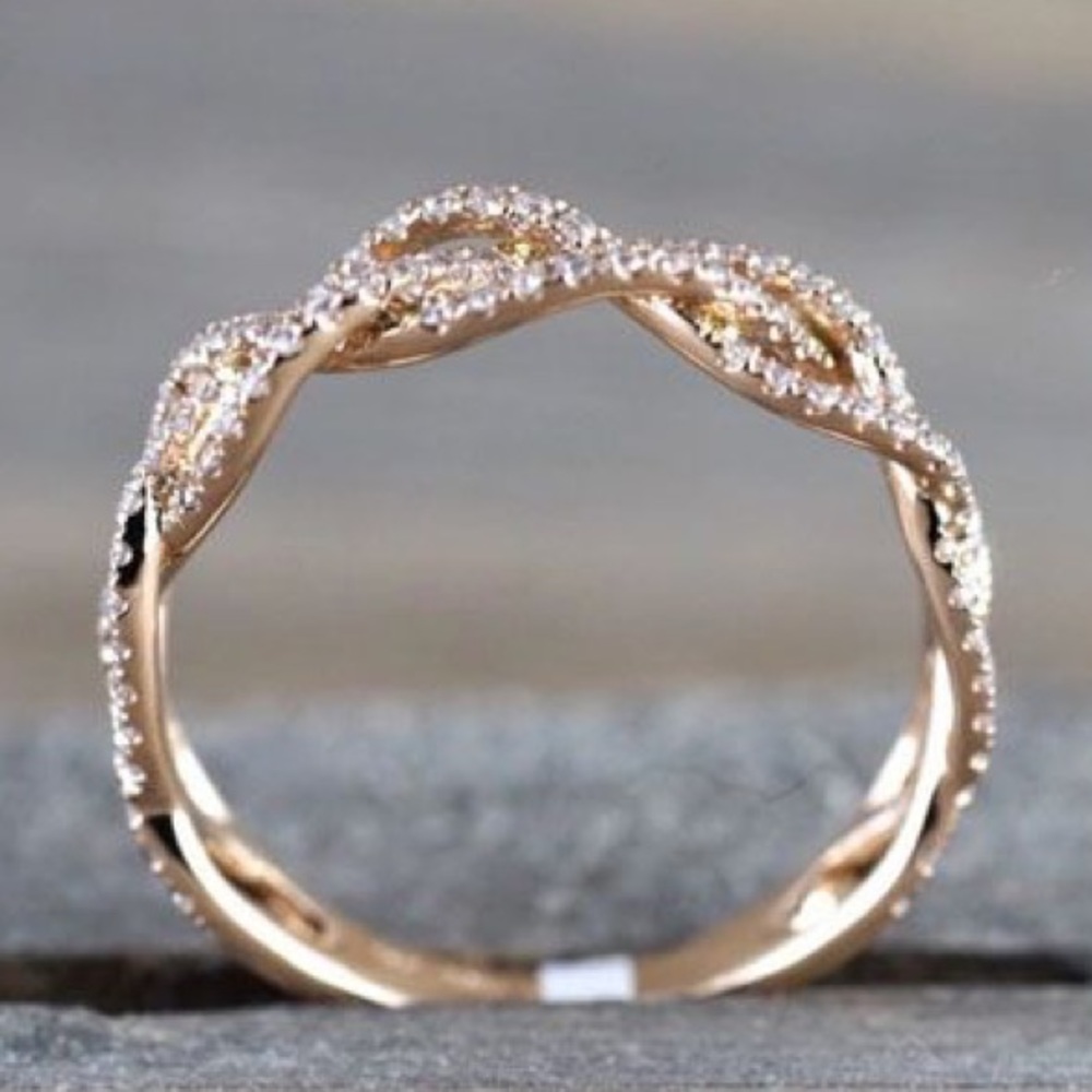 Sparkly Rose gold infinity ♾ ring - Picture 2 of 4